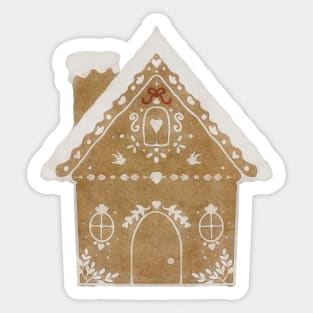 Watercolor Gingerbread House Scandinavian Folk Art Christmas Decorations Sticker